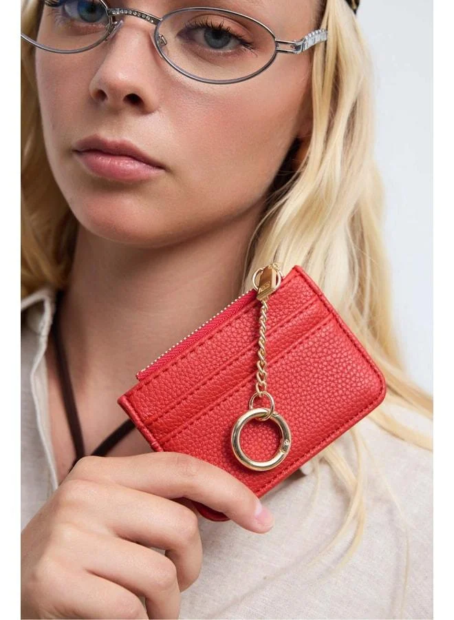 Red Nook Zipper Charm Card Holder.