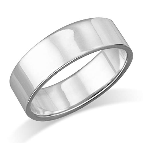 Mimi Silver 6MM Sterling Silver Plain Flat Wedding Band Ring - Size 6 - Image 1