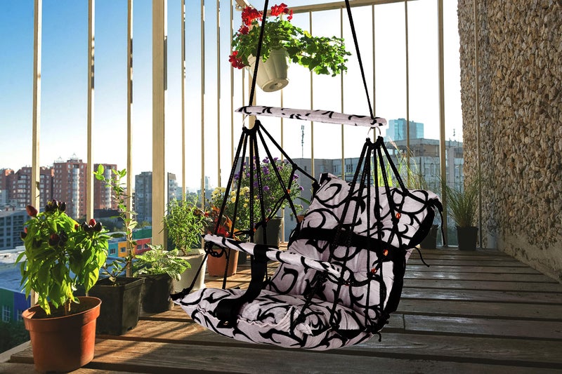 VIXERA Cotton Baby Swing Chair Hanging Jhula for 6 Month to 2 Years Kids with 15 kg Capacity and Safety Belt (C) - Image 1