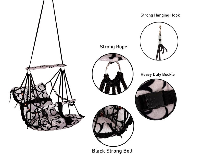 VIXERA Cotton Baby Swing Chair Hanging Jhula for 6 Month to 2 Years Kids with 15 kg Capacity and Safety Belt (C) - Image 5