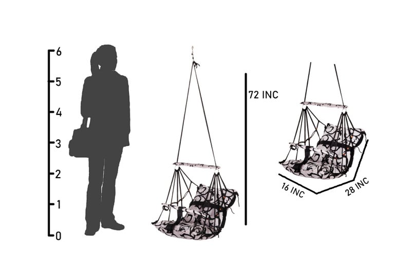 VIXERA Cotton Baby Swing Chair Hanging Jhula for 6 Month to 2 Years Kids with 15 kg Capacity and Safety Belt (C) - Image 4