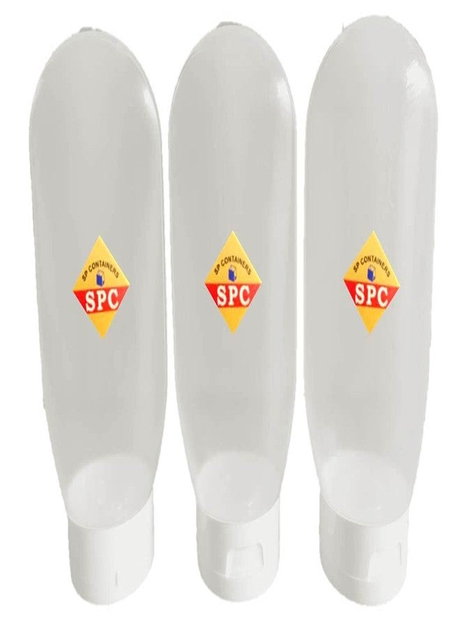 SPC Empty Travel Toiletries Press Squeeze Tottle Tube Bottles Container Set, Refillable Leakproof Stand Up Tube for DIY Lotion, Shampoo, Cosmetic, Conditioner, Sunscreen (100 ml, Clear) (Pack of 3) - Image 1
