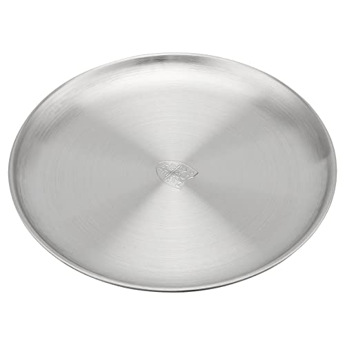 MOUYAT 4 PCS 12 Inch Large Stainless Steel Plate, 30cm Round Dinner Metal Plates, Metal Salad Steak Plates Reusable Dinner Dish for Eating Serving Camping Outdoor BBQ Home Kitchen, Polished Silver - Image 4