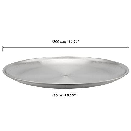 MOUYAT 4 PCS 12 Inch Large Stainless Steel Plate, 30cm Round Dinner Metal Plates, Metal Salad Steak Plates Reusable Dinner Dish for Eating Serving Camping Outdoor BBQ Home Kitchen, Polished Silver - Image 2