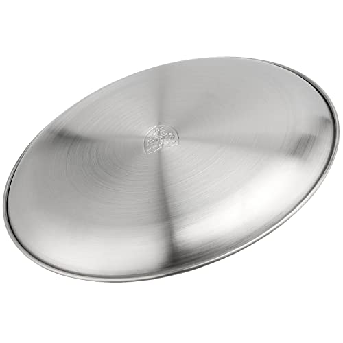 MOUYAT 4 PCS 12 Inch Large Stainless Steel Plate, 30cm Round Dinner Metal Plates, Metal Salad Steak Plates Reusable Dinner Dish for Eating Serving Camping Outdoor BBQ Home Kitchen, Polished Silver - Image 5