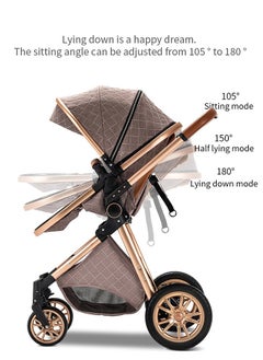 Bukela 3 in 1 Baby Stroller Travel System, Reversible Newborn Foldable Pram, Infant High Landscape Pushchair, Portable Standard Stroller, Reclining Buggy, Baby Carriage (Grey  with Base)  - Image 4
