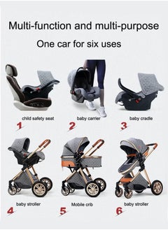 Bukela 3 in 1 Baby Stroller Travel System, Reversible Newborn Foldable Pram, Infant High Landscape Pushchair, Portable Standard Stroller, Reclining Buggy, Baby Carriage (Grey  with Base)  - Image 5