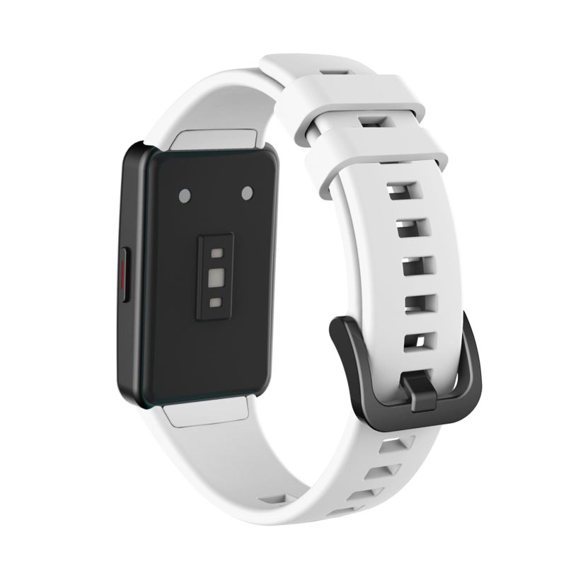 Silicone Smartwatch Band Replacement: 1 Adjustable Soft Breathable Strap - Durable Wear-resistant Watch Belt for HONOR Band 6, White - Image 5