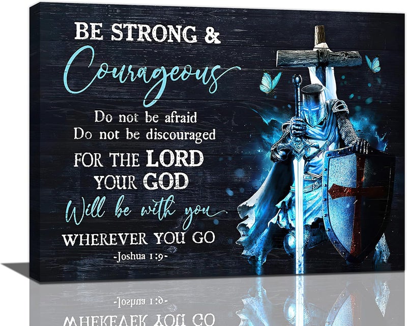 Tijuboni Be Strong and Courageous Warrior Canvas Wall Art - Image 1