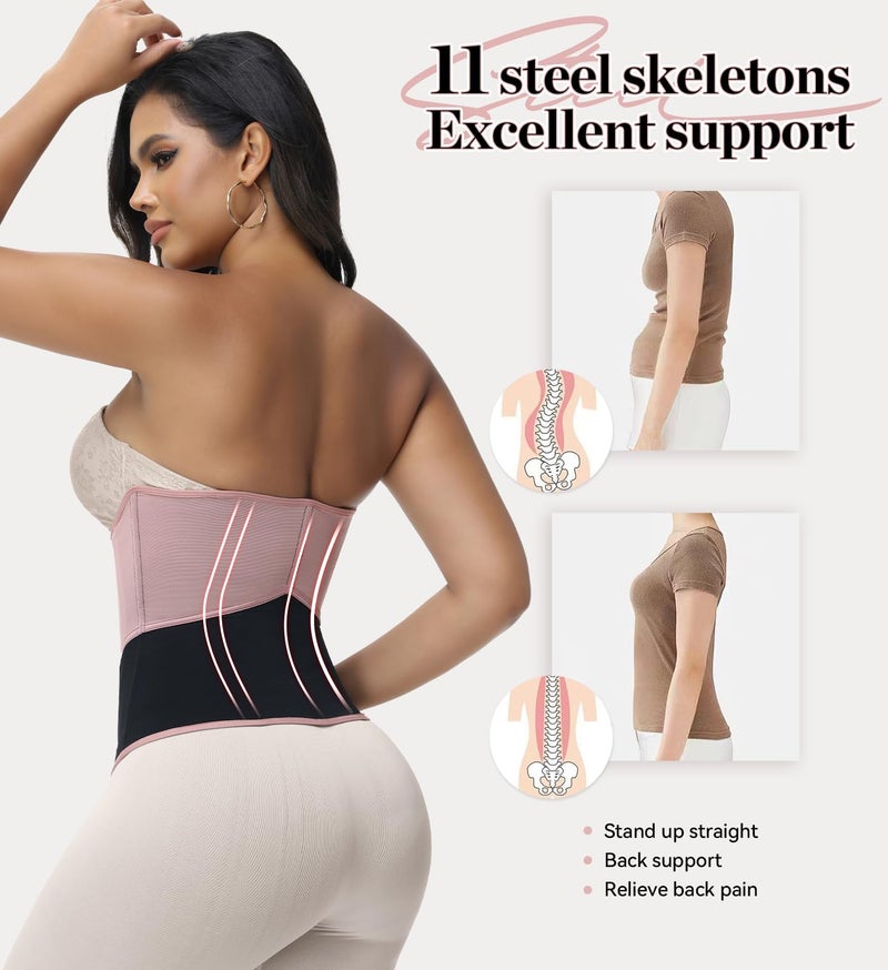SHAPSHE Waist Trainer for Women Corset Shapewear Tummy Control Waist Cincher Workout Faja Body Shaper Postpartum with Hooks - Image 3