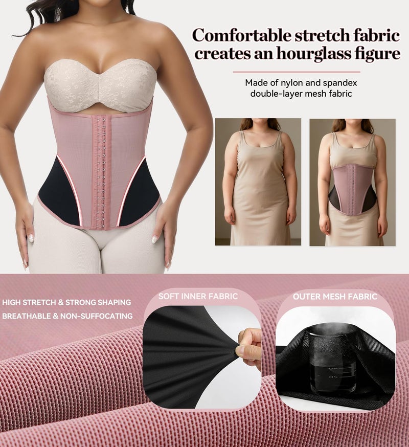 SHAPSHE Waist Trainer for Women Corset Shapewear Tummy Control Waist Cincher Workout Faja Body Shaper Postpartum with Hooks - Image 2