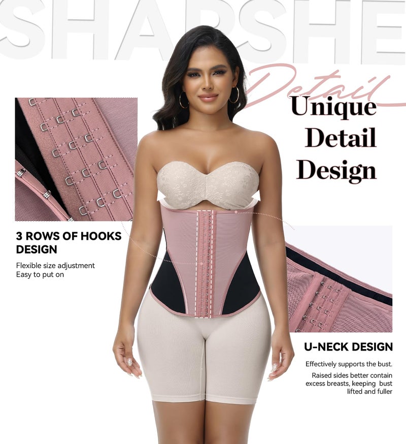 SHAPSHE Waist Trainer for Women Corset Shapewear Tummy Control Waist Cincher Workout Faja Body Shaper Postpartum with Hooks - Image 5