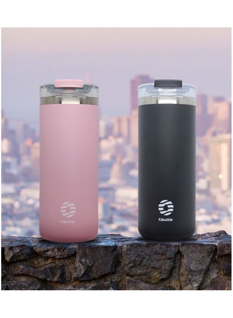 Fjbottle - زجاجة ترمس قهوة من الفولاذ المقاوم للصدأ، كوب حراري، مانع للتسرب، قوارير مفرغة من الهواء للسيارة، كوب سفر، محمول، يحافظ على البرودة والسخونة، 600 مل (20 أونصة) أسود - Image 2