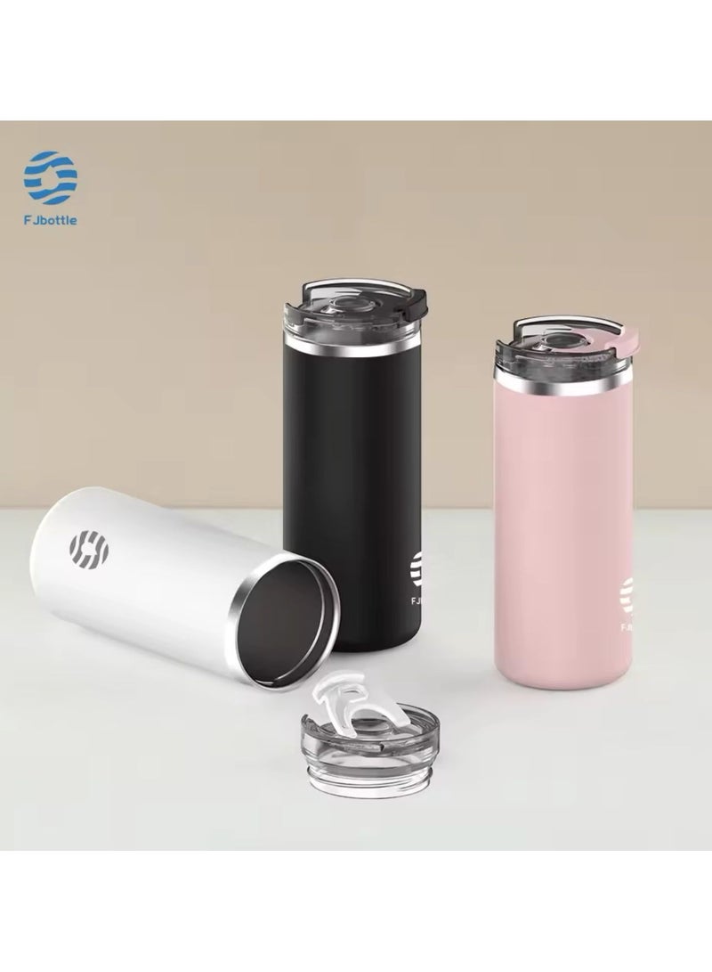 Fjbottle - زجاجة ترمس قهوة من الفولاذ المقاوم للصدأ، كوب حراري، مانع للتسرب، قوارير مفرغة من الهواء للسيارة، كوب سفر، محمول، يحافظ على البرودة والسخونة، 600 مل (20 أونصة) أسود - Image 3