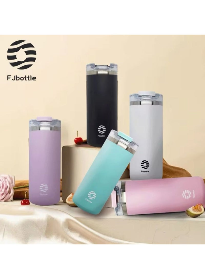 Fjbottle - زجاجة ترمس قهوة من الفولاذ المقاوم للصدأ، كوب حراري، مانع للتسرب، قوارير مفرغة من الهواء للسيارة، كوب سفر، محمول، يحافظ على البرودة والسخونة، 600 مل (20 أونصة) أسود - Image 4