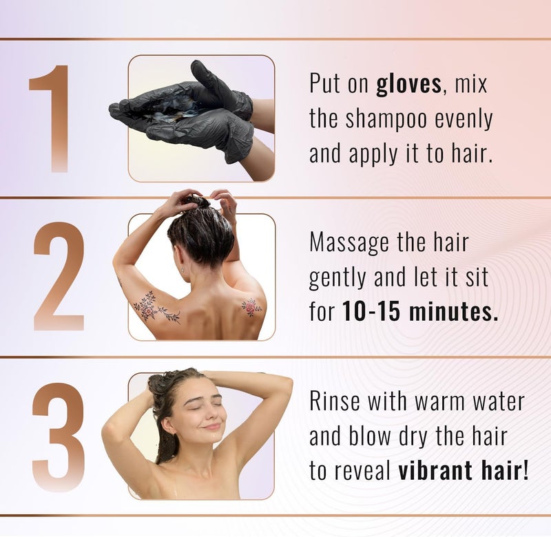 Herbishh Hair Color Shampoo For Gray Hair Dye Shampoo With Argan Hair Mask Travel Size-Colors Hair In Minutes Long Lasting Colour 30 ml x 10Pack Ammonia-Free (Black) - Image 3
