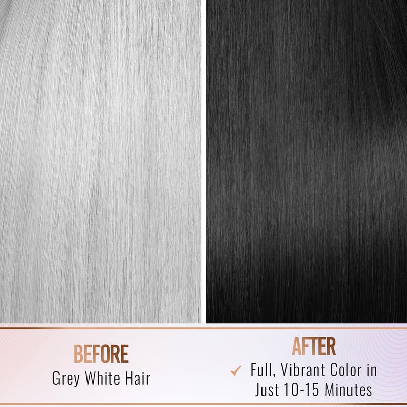 Herbishh Hair Color Shampoo For Gray Hair Dye Shampoo With Argan Hair Mask Travel Size-Colors Hair In Minutes Long Lasting Colour 30 ml x 10Pack Ammonia-Free (Black) - Image 4