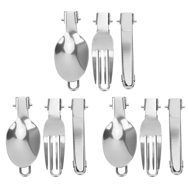 Folding Cutlery: 3-Piece Stainless Steel Set - Foldable With Hygienic Storage Bag Portable Flatware for Camping, Picnics, Workplaces and Outdoor Activities - Image 4