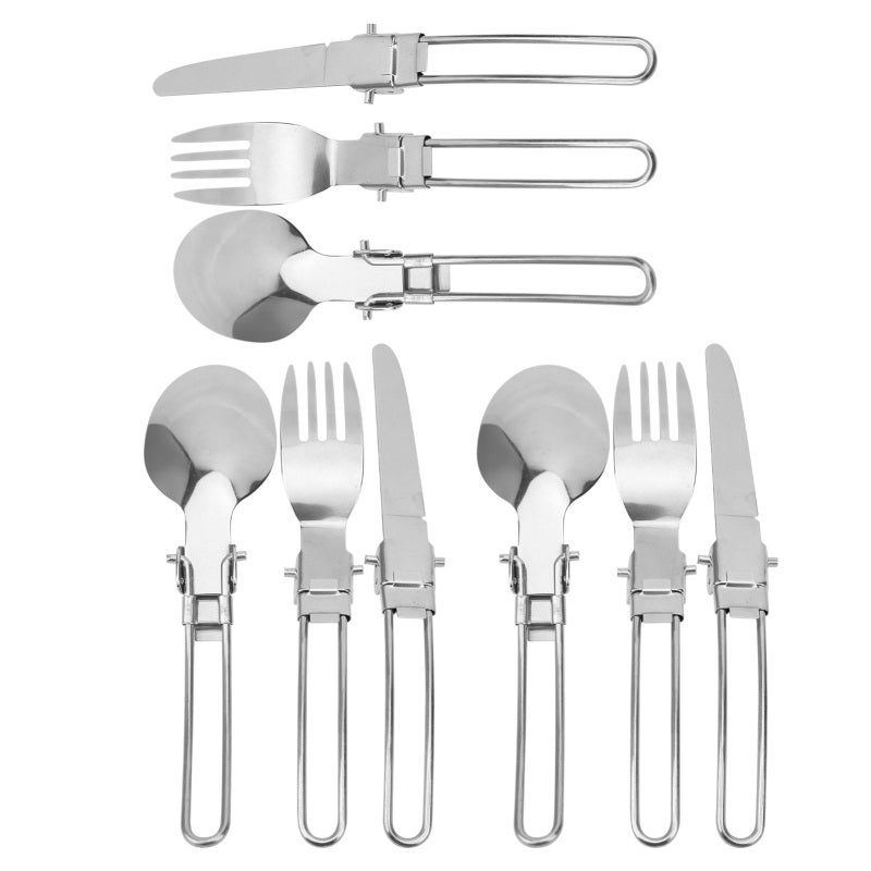 Folding Cutlery: 3-Piece Stainless Steel Set - Foldable With Hygienic Storage Bag Portable Flatware for Camping, Picnics, Workplaces and Outdoor Activities - Image 5