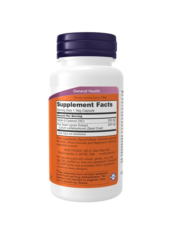 now Supplements, Indole-3-Carbinol 200 mg with Flax Lignan Extract, 60 Veg Capsules - Image 2