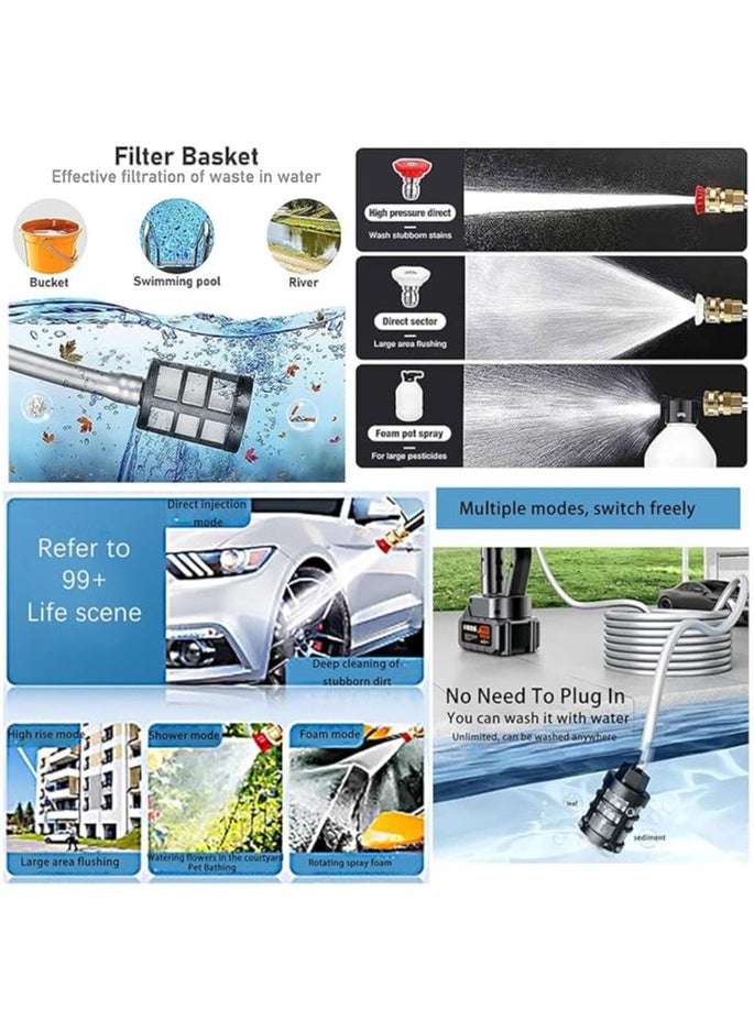 Saudi Deals - Car Washing Machine 68V With Lithium Battery- Cordless Portable Electric Water High Pressure Washer Gun, Used for Floor Cleaning for Car Washes and Garden Watering - Image 1