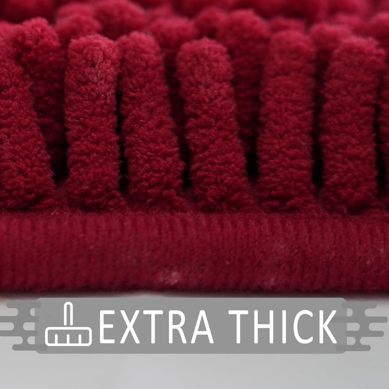 Flotstiga Bathroom Rugs Sets 2 Piece Super Absorbent Soft Thick Machine Washable Chenille Bathroom Mat Non Slip Toilet Floor Rug Bath Mats for Bathroom 20x32 Plus 20x20 U Shape Burgundy - Image 4