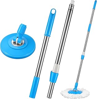 Rtteri Spin Mop Replacement Handle 360 Degree Spin Mop Pole Handle Replacement Rotating Telescopic Mop Handle Blue - Image 1