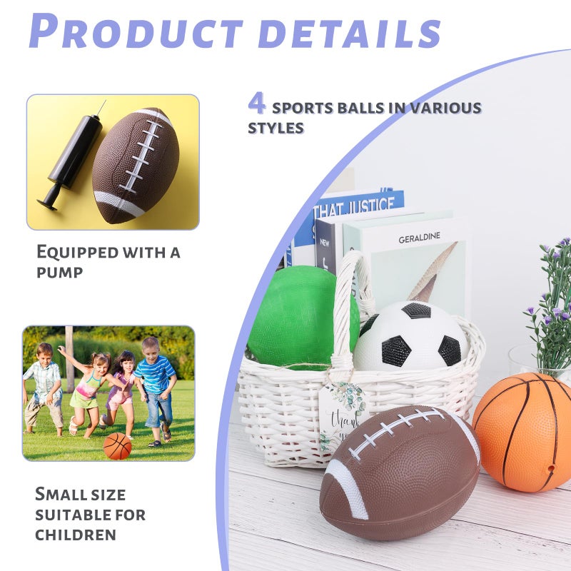 3 otters 4PCS Sports Balls for Kids, Playground Balls for Toddlers with Pump Includes Football Soccer Basketballs Kickballs, Throwing Toys for Kids - Image 3