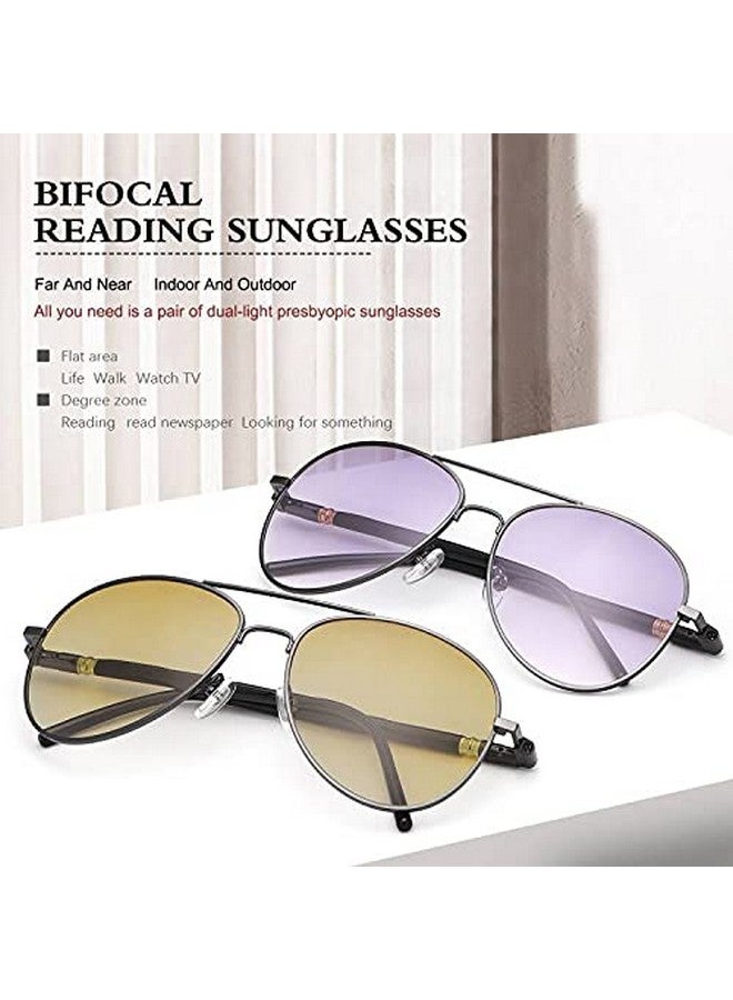 YIMI نظارات شمسية ثنائية البؤرة غير مرئية 2 زوج مع حماية UV400 ومفصل نابض للقراءة، نظارات شمسية مضادة للتوهج مع حجب الضوء الأزرق للرجال والنساء، نظارات أمان للقيادة والرياضة، نظارات ملونة 2.0 - Image 2
