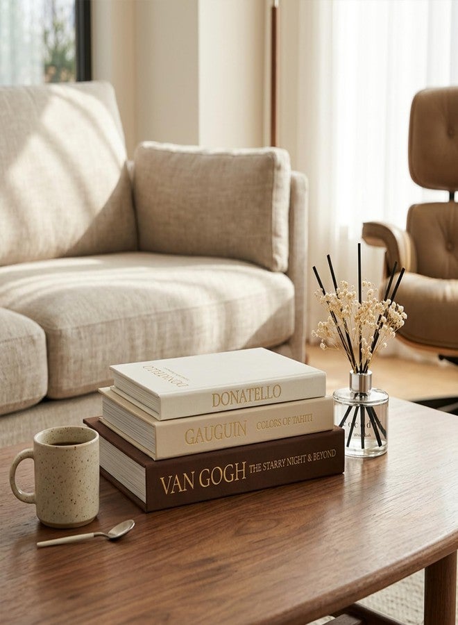 Fveuc Vintage Faux Book Box Set of 3 Brown Linen Decorative Books for Shelves, Fake Books for Decoration with Secret Compartment, Rustic Farmhouse Coffee Table Decor (Brown-Beige-White) - Image 3