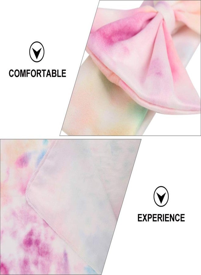 TOYANDONA Infant Swaddle Wrap Tie Dye Receiving Blanket with Bow Headbands Baby Wrap Blanket Stretchy Swaddle Sack Photo Booth Prop for Newborn Infant Baby Unisex - Image 4