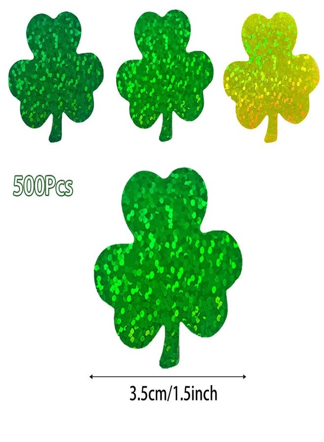 RUPOFUZA St. Patricks Day Stickers 3 Colors Laser Shamrock Stickers Green Glitter Shamrock Stickers Roll 1.5Inch Lucky Clover Label Tag Self-Adhesive Stickers for Irish Holiday Party Decorate - Image 2