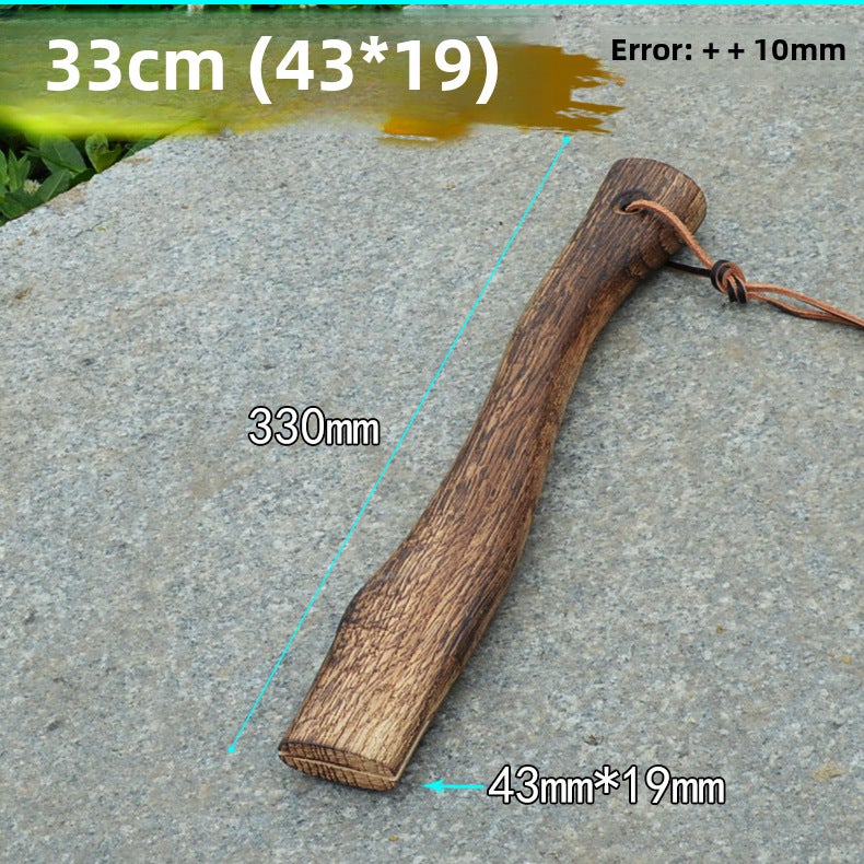 Qinggang Wood Ax Handle, Short Ax Handle, Small Ax Handle, Solid Wood Ax Handle, Curved Ax Handle, Mini Ax Handle(Leather rope type 33cm) - Image 1