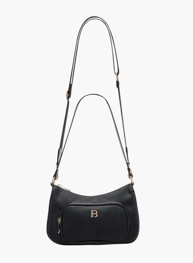 Flora Bella By Shoexpress Women's Textured Crossbody Bag with Detachable Strap and Zip Closure