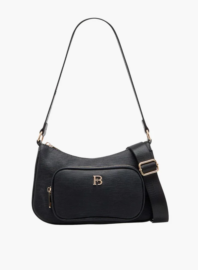 Flora Bella By Shoexpress Women's Textured Crossbody Bag with Detachable Strap and Zip Closure