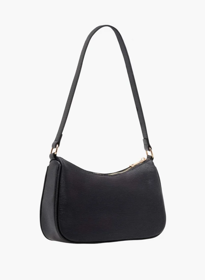 Flora Bella By Shoexpress Women's Textured Crossbody Bag with Detachable Strap and Zip Closure