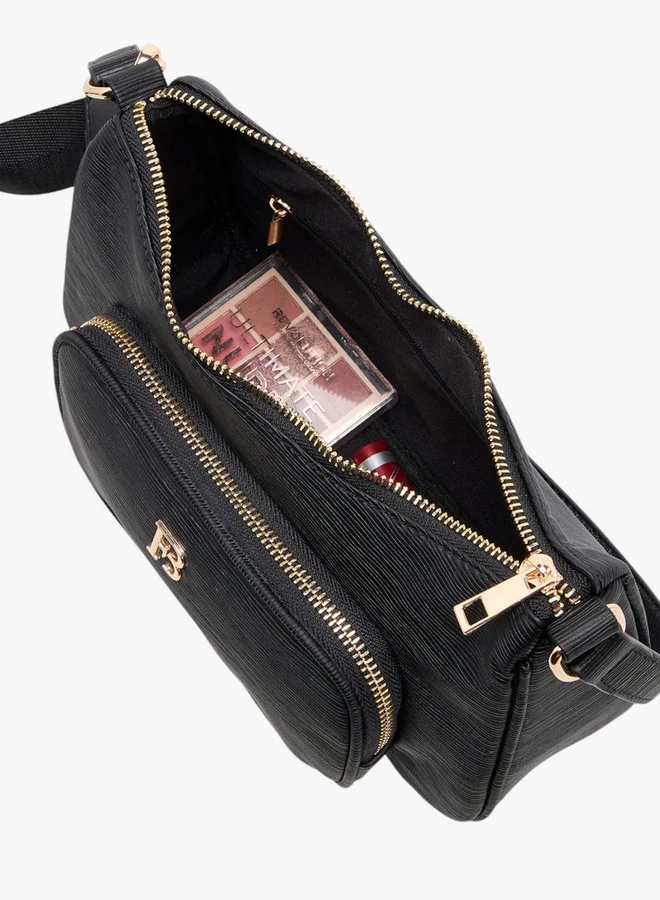 Flora Bella By Shoexpress Women's Textured Crossbody Bag with Detachable Strap and Zip Closure
