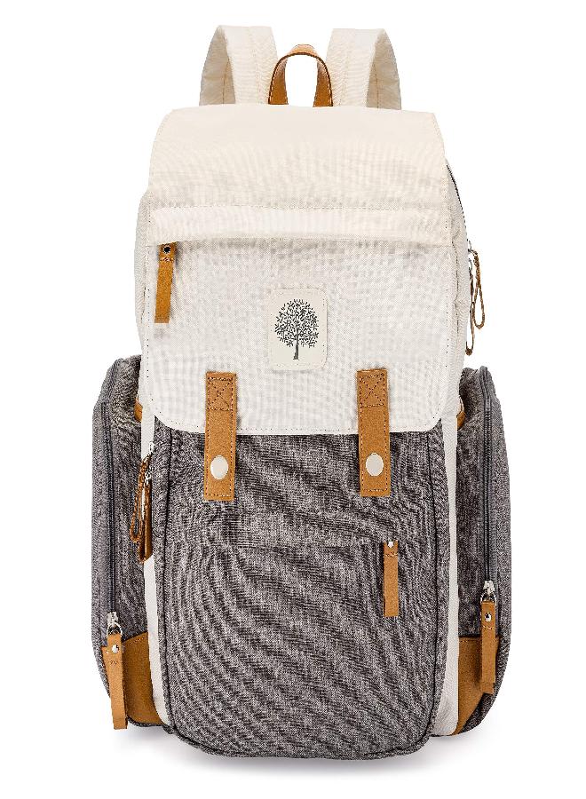 Parker Baby Co. Parker Baby Diaper Backpack - Large Diaper Bag with Insulated Pockets, Stroller Straps and Changing Pad -"Birch Bag" - Cream  - Image 1
