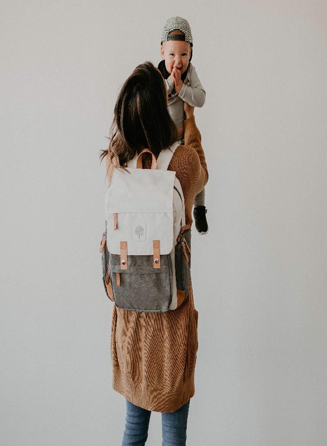 Parker Baby Co. Parker Baby Diaper Backpack - Large Diaper Bag with Insulated Pockets, Stroller Straps and Changing Pad -"Birch Bag" - Cream  - Image 3