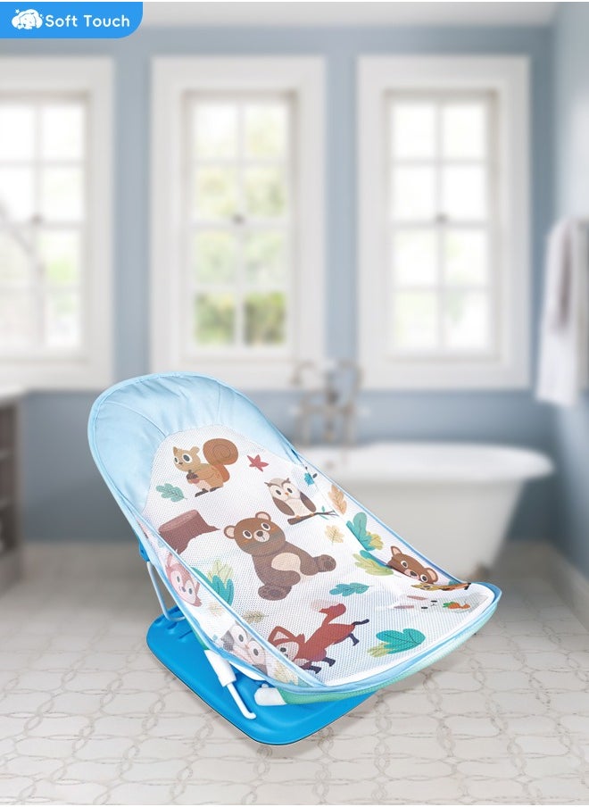 Soft Touch - Foldable Baby Bath Seat Chair Anti Slip Baby Bather for Babies 0-12 Months Baby Bathing Chair with 3 Position Adjustable & Washable Soft Mesh Seat - Image 1