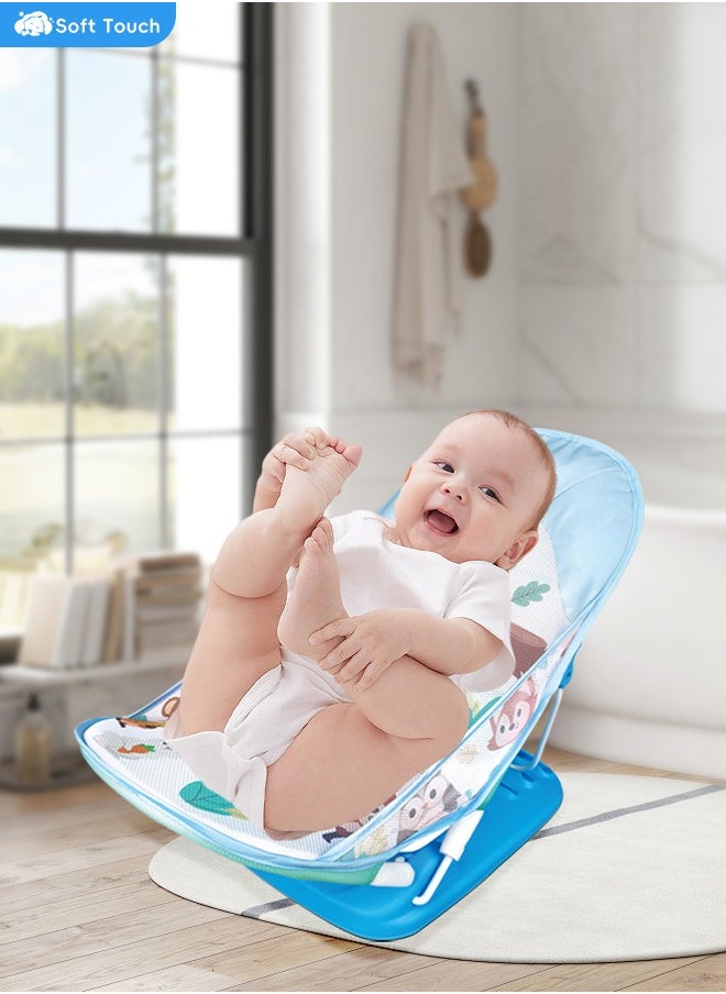 Soft Touch - Foldable Baby Bath Seat Chair Anti Slip Baby Bather for Babies 0-12 Months Baby Bathing Chair with 3 Position Adjustable & Washable Soft Mesh Seat - Image 1