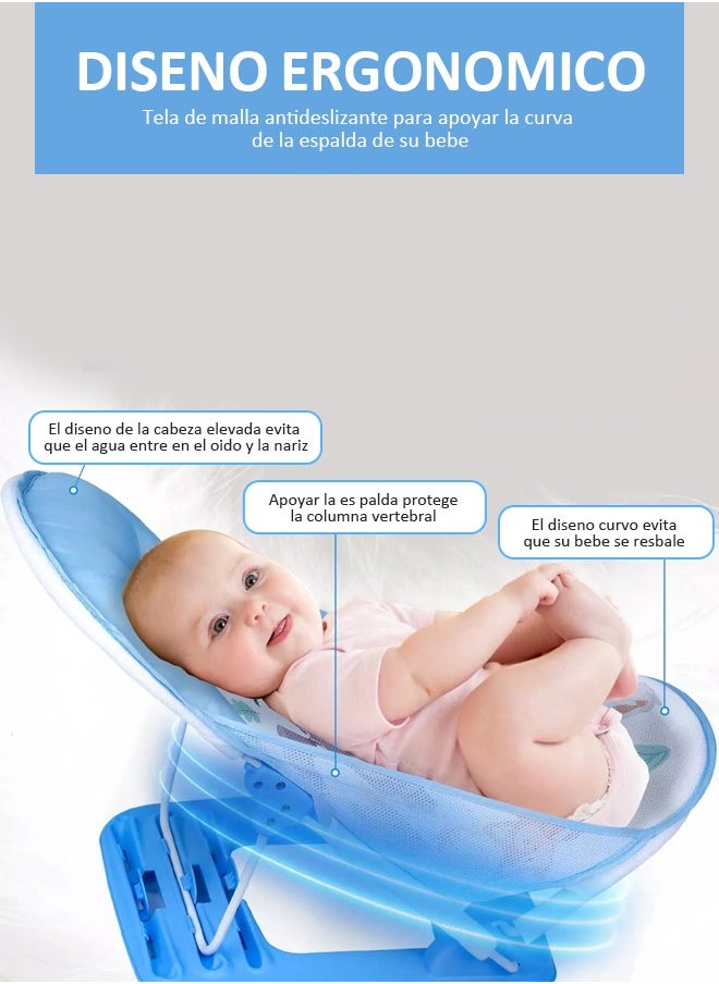 Soft Touch - Foldable Baby Bath Seat Chair Anti Slip Baby Bather for Babies 0-12 Months Baby Bathing Chair with 3 Position Adjustable & Washable Soft Mesh Seat - Image 1