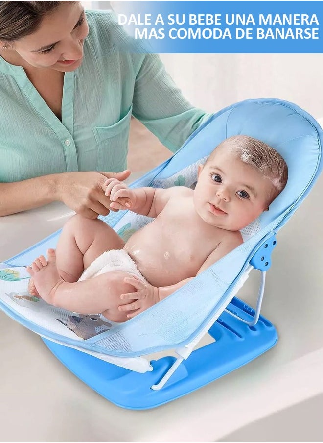 Soft Touch - Foldable Baby Bath Seat Chair Anti Slip Baby Bather for Babies 0-12 Months Baby Bathing Chair with 3 Position Adjustable & Washable Soft Mesh Seat - Image 1