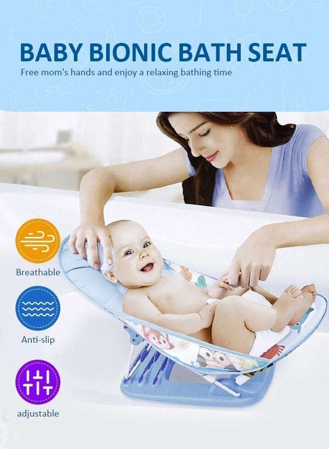 Soft Touch Foldable Baby Bath Seat for Newborns, 3-Position Adjustable Baby Bather Chair with Anti-Slip Support, Soft Washable Mesh Seat for Babies 0-12 Months - Image 3
