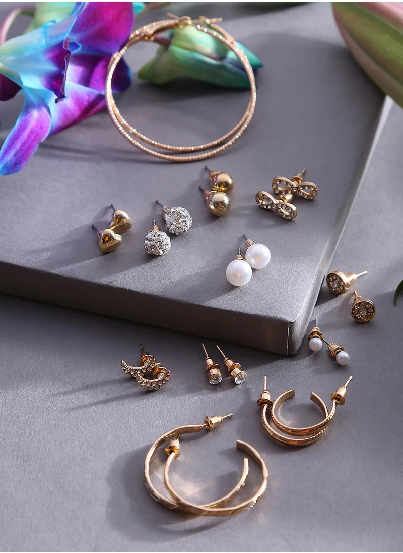 سوهي Set of 12 Contemporary Studs & Hoop Earrings