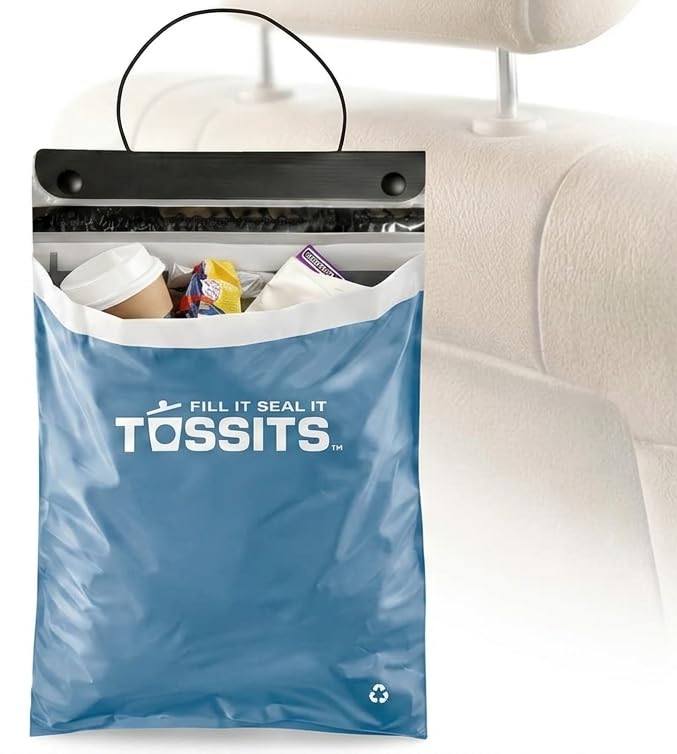 Tossits Recycled Disposable Car Trash Bags – Leakproof, Smell Proof Hanging Garbage Bags for Car, Truck, SUV, RV & Vehicle – Blue, 7 Count Disposable Automotive Trash Bags - Image 2