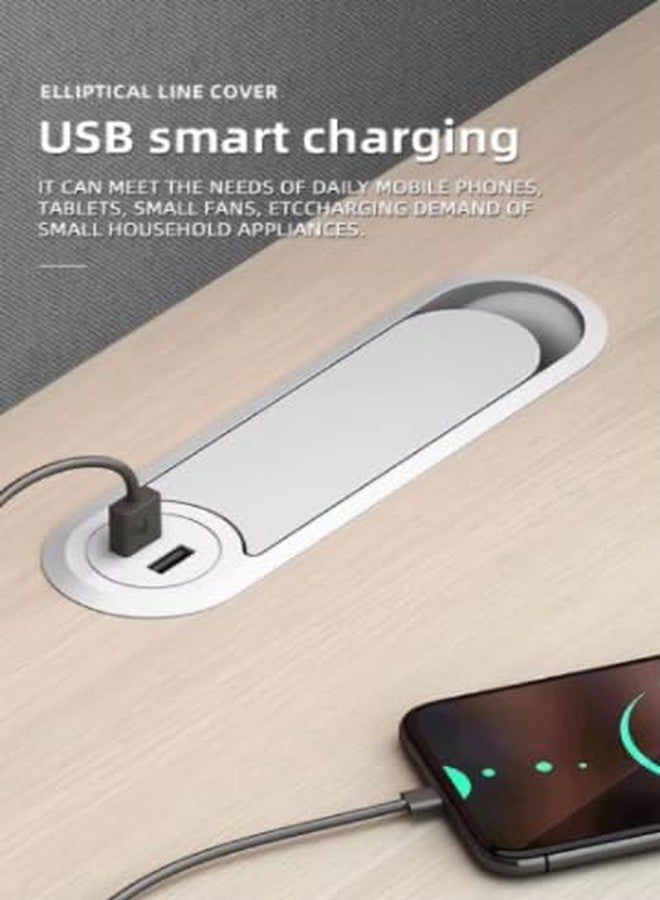 AUDIOVAN شريط طاقة مكتبي قابل للطي من أوديوفان، مزود بمنفذي USB ومنفذ HDMI ومنفذ LAN، غطاء أبيض قابل للطي، حل مثالي لإدارة الكابلات، 20×12×6 سم، مقبس 250 فولت، أبيض - Image 3