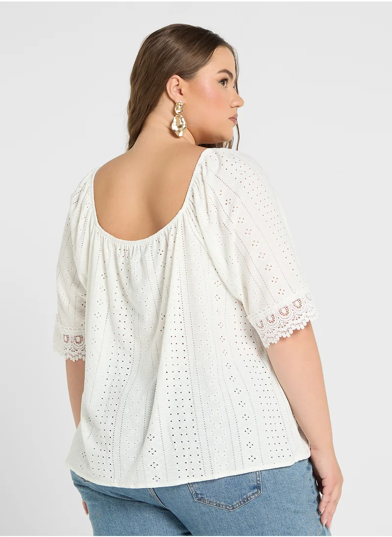 Ginger Plus Broderie Detail Top