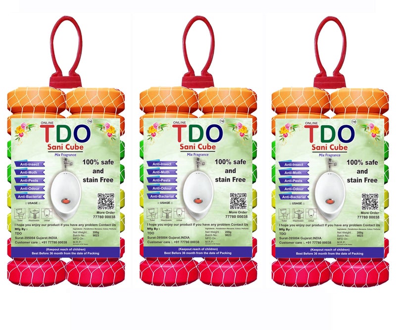 TDO Toilet Bathroom Air Freshener Fragrance Urinal balls Urinal Cubes Sani cube Napthalene balls for Washbasins & Clothes Pantry, Bathroom, Toilet,Wardrobe,wash Basin, Pack of 3 (200 Gram Each) - Image 1