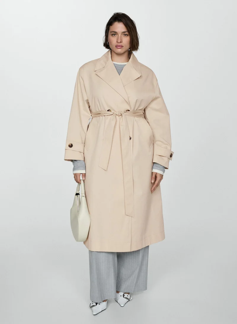 مانجو Double Button Trench Coat